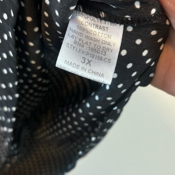 Savanna Jane Black Polka dot Embroidered Floral Bohemian Plus Top Blouse Size 3X - Picture 7 of 8